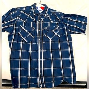 Mens Pearl Snap Large Button Down Shirt
